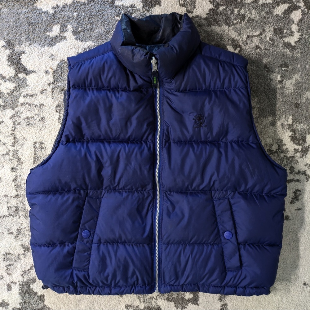 EBTEK Men's Blue Puffer Vest Full‎ Zip Embroidered Logo Padded Gilet Outerwear